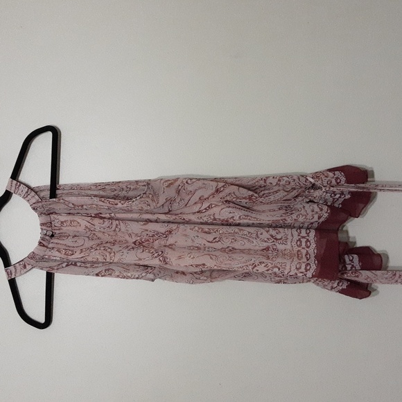 BcbgMaxazria women cold shoulder paisley printed blouse puff tied up Y2K M pink - Picture 6 of 10